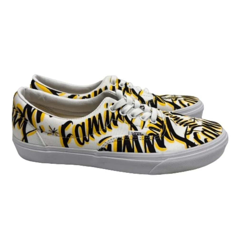 Vans Era Family Graffiti Print Sneakers Yellow Black White Low Top Shoe M6 W7.5